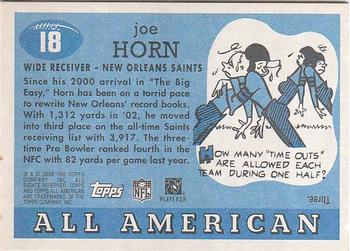 2003 Topps All American - Foil #18 Joe Horn Back