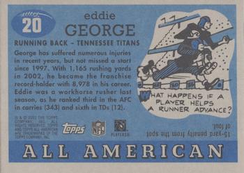 2003 Topps All American - Foil #20 Eddie George Back