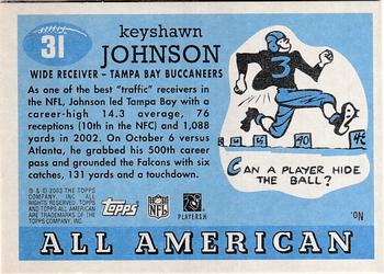 2003 Topps All American - Foil #31 Keyshawn Johnson Back