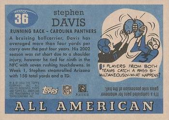 2003 Topps All American - Foil #36 Stephen Davis Back