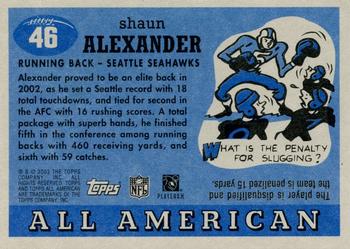 2003 Topps All American - Foil #46 Shaun Alexander Back