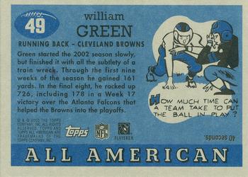 2003 Topps All American - Foil #49 William Green Back