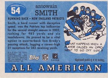 2003 Topps All American - Foil #54 Antowain Smith Back
