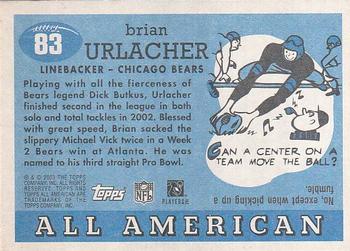 2003 Topps All American - Foil #83 Brian Urlacher Back