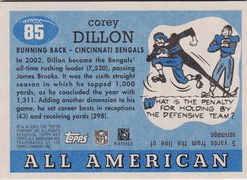 2003 Topps All American - Foil #85 Corey Dillon Back