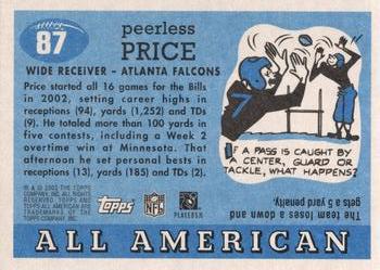 2003 Topps All American - Foil #87 Peerless Price Back