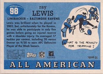 2003 Topps All American - Foil #98 Ray Lewis Back