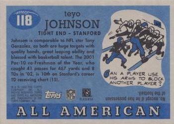 2003 Topps All American - Foil #118 Teyo Johnson Back