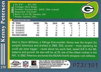 2003 Topps Chrome - Gold Xfractors #270 Kenny Peterson Back