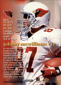 1996 SkyBox Impact Rookies #2 Johnny McWilliams Back