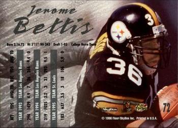 1996 SkyBox Impact Rookies #72 Jerome Bettis Back