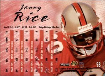 1996 SkyBox Impact Rookies #98 Jerry Rice Back
