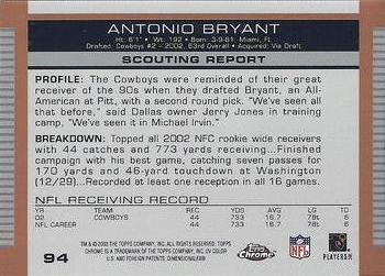 2003 Topps Draft Picks & Prospects - Chrome #94 Antonio Bryant Back