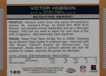 2003 Topps Draft Picks & Prospects - Chrome #120 Victor Hobson Back