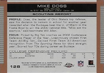 2003 Topps Draft Picks & Prospects - Chrome #128 Mike Doss Back