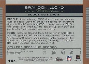 2003 Topps Draft Picks & Prospects - Chrome #164 Brandon Lloyd Back