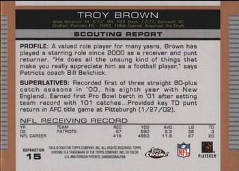 2003 Topps Draft Picks & Prospects - Chrome Gold Refractors #15 Troy Brown Back