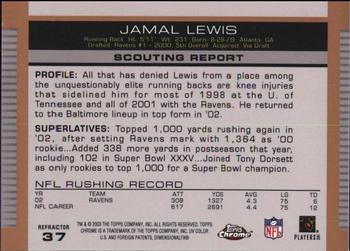 2003 Topps Draft Picks & Prospects - Chrome Gold Refractors #37 Jamal Lewis Back