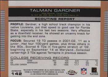 2003 Topps Draft Picks & Prospects - Chrome Gold Refractors #142 Talman Gardner Back