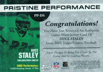 2003 Topps Pristine - Performance #PP-DS Duce Staley Back