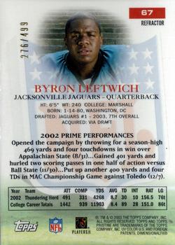 2003 Topps Pristine - Refractors #67 Byron Leftwich Back
