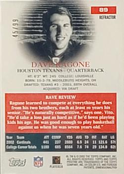 2003 Topps Pristine - Refractors #89 Dave Ragone Back