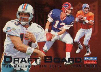 1996 SkyBox Impact Rookies - Draft Board #8 Dan Marino / Jim Kelly / John Elway Front