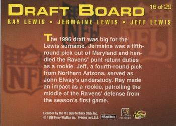 1996 SkyBox Impact Rookies - Draft Board #16 Ray Lewis / Jermaine Lewis / Jeff Lewis Back