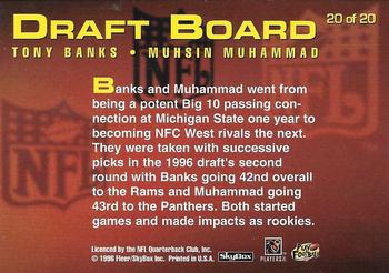 1996 SkyBox Impact Rookies - Draft Board #20 Tony Banks / Muhsin Muhammad Back