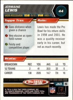 2003 Topps Total - Silver #44 Jermaine Lewis Back