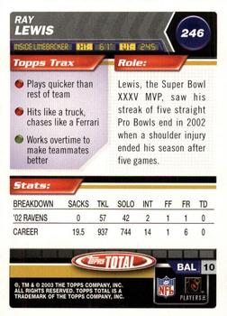 2003 Topps Total - Silver #246 Ray Lewis Back