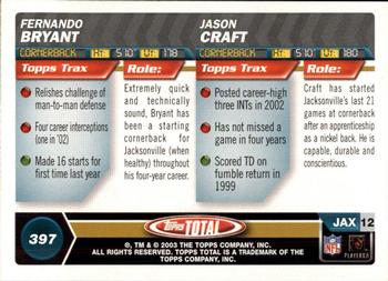 2003 Topps Total - Silver #397 Fernando Bryant / Jason Craft Back