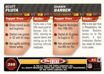 2003 Topps Total - Silver #399 Scott Fujita / Shawn Barber Back