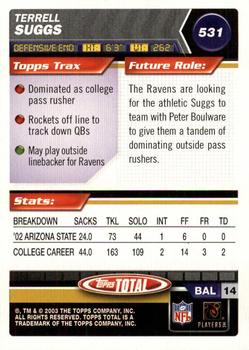 2003 Topps Total - Silver #531 Terrell Suggs Back