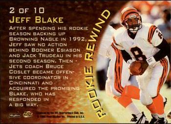 1996 SkyBox Impact Rookies - Rookie Rewind #2 Jeff Blake Back