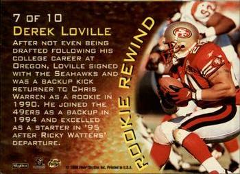 1996 SkyBox Impact Rookies - Rookie Rewind #7 Derek Loville Back