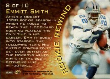 1996 SkyBox Impact Rookies - Rookie Rewind #8 Emmitt Smith Back