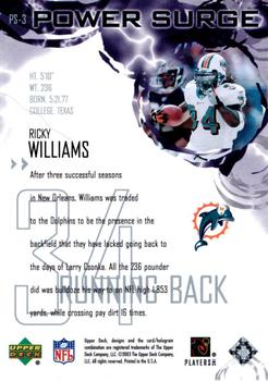 2003 Upper Deck - Power Surge #PS-3 Ricky Williams Back