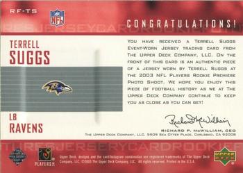 2003 Upper Deck - Rookie Futures #RF-TS Terrell Suggs Back