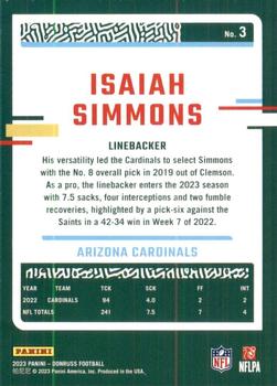 2023 Donruss #3 Isaiah Simmons Back