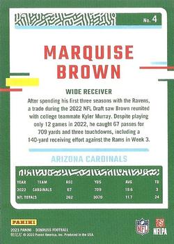 2023 Donruss #4 Marquise Brown Back