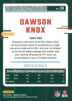 2023 Donruss #28 Dawson Knox Back