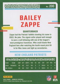 2023 Donruss #200 Bailey Zappe Back