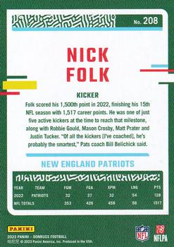 2023 Donruss #208 Nick Folk Back