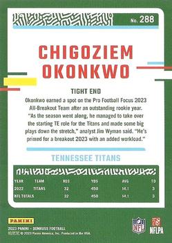 2023 Donruss #288 Chigoziem Okonkwo Back