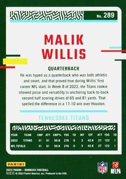 2023 Donruss #289 Malik Willis Back