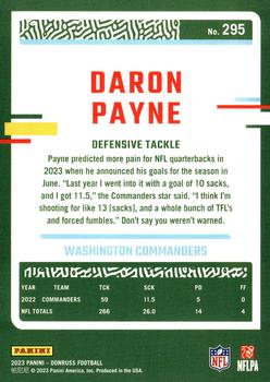 2023 Donruss #295 Daron Payne Back
