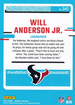 2023 Donruss #342 Will Anderson Jr. Back