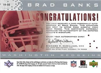 2003 Upper Deck Finite - Autographs #FA-BB Brad Banks Back