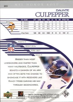 2003 Upper Deck Honor Roll - Silver #20 Daunte Culpepper Back